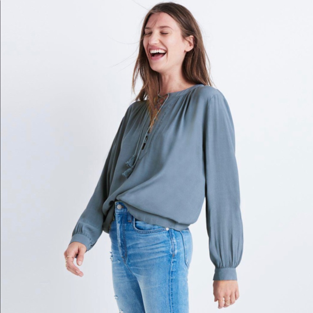 Madewell lace-up peasant top